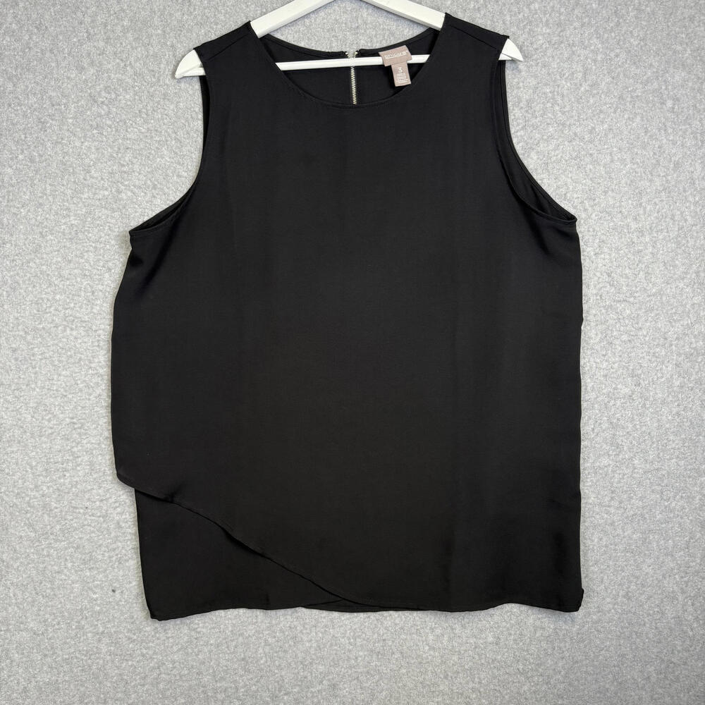 Chico's Size 3, 16/18 Black Sleeveless Blouse Top Baby Doll